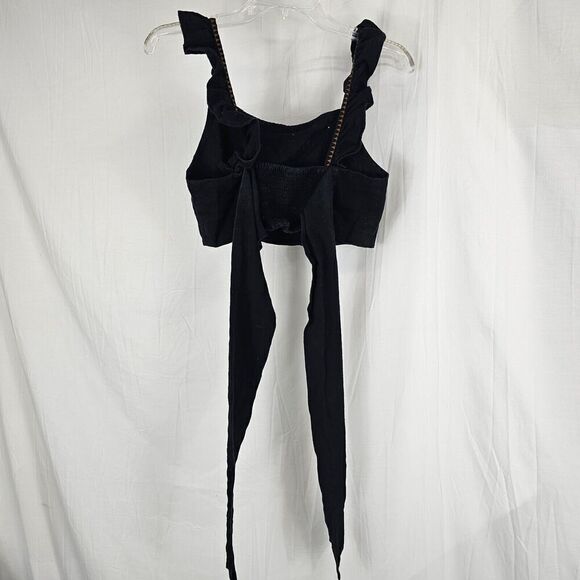 Free people Sria Festival Crop top Black Tie Back Size 8 - Picture 8 of 10